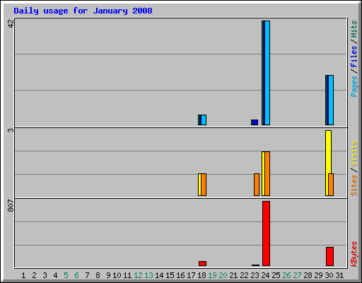 Daily usage for January 2008