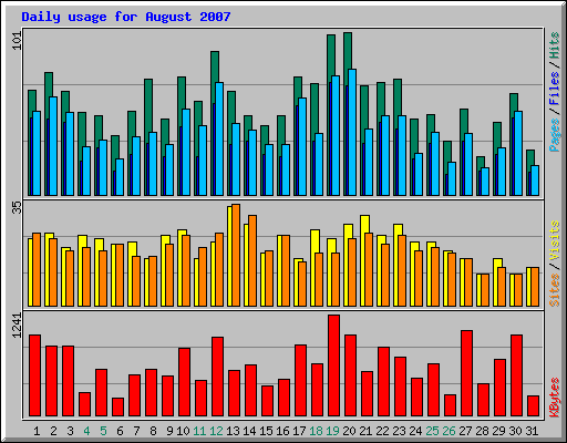 Daily usage for August 2007