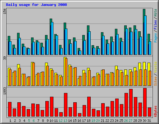 Daily usage for January 2008