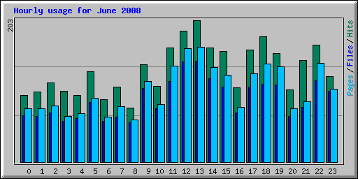 Hourly usage for June 2008